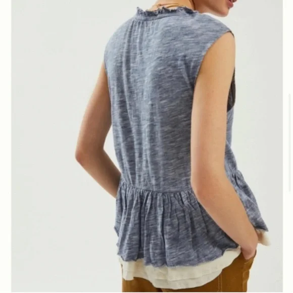 Pilcro Chrissy Striped Layered Babydoll Tank Top Size Large - Picture 3 of 8